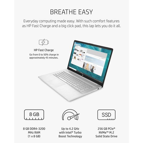 HP 惠普 17笔记本电脑、第 11 代 Intel Core i5-1135G7、8GB RAM、256GB SSD存储、17.3英寸 HD+ 显示屏、Windows 10 Home、防眩光屏幕、长电池寿命、网络摄像头和双麦克风